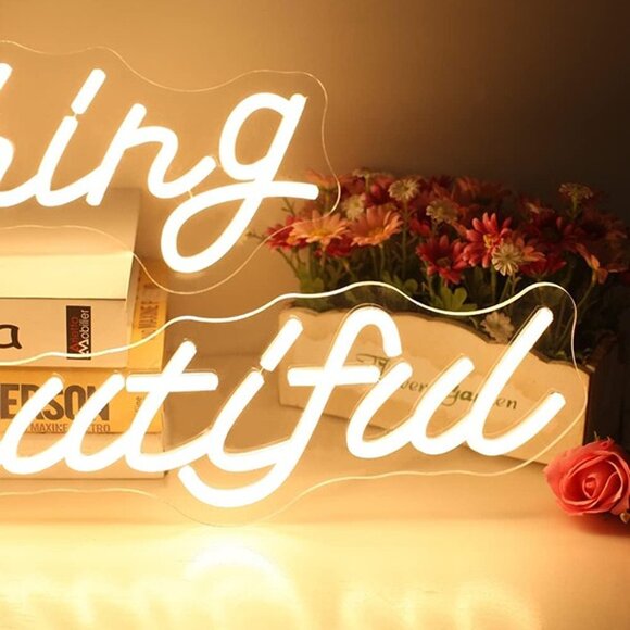 NEW   Something Beautiful Neon Sign for Wall Decor 43.90''x 6.79in - Picture 2 of 7